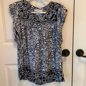 LOFT Black & White Print Blouse